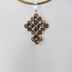 Pendant 30cm - Ciara-Olive Leather - Pendant 30cm - Laiton argenté